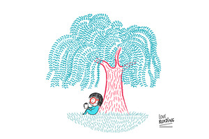 Love reading! Under a willow tree