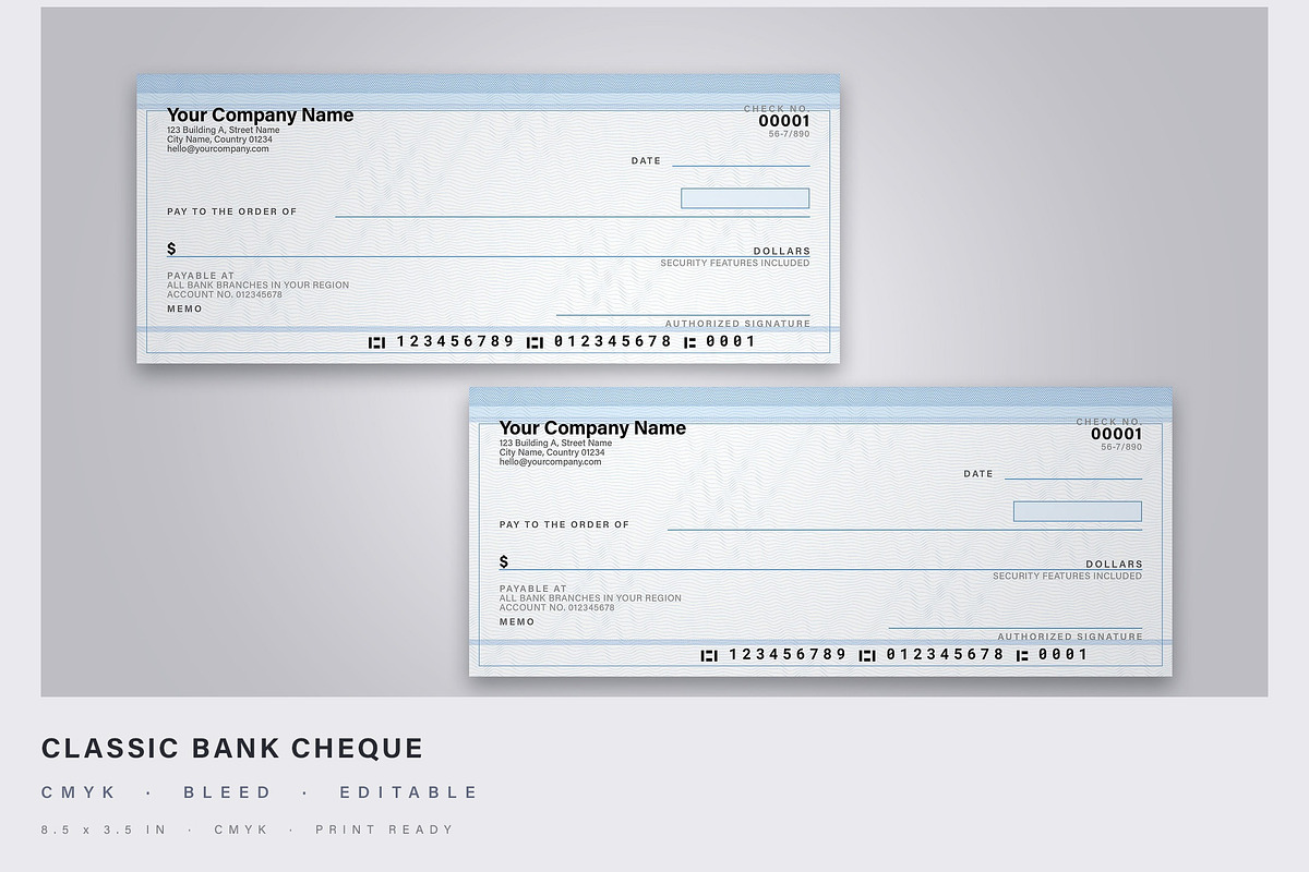 Bank Cheque Template, a Stationery Template by DesignerCandies (Photo 1 of 2)