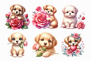 Valentine Puppy With Rose Clipart PN, an Illustration by Libby Wishes (Thumbnail 4 of 6)