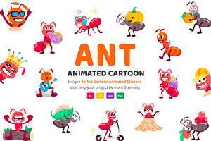 Animated Ant Cartoon Stickers, an Emoji Icon by Vectors Market