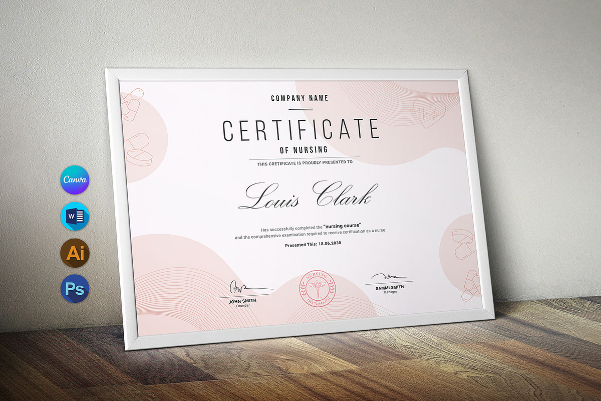 Canva Nursing Training Certificate, a Stationery Template by DesignDevisers (Photo 1 of 10)