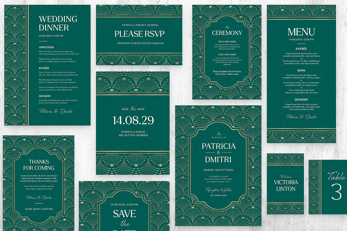 Art Deco Wedding Invitation Template, an Invitation Template by BrandPacks (Photo 1 of 7)