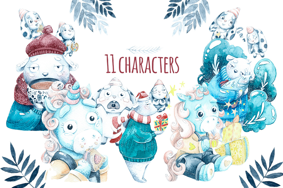 Watercolor Winter animals., an Illustration by talloshau's illustrations (Photo 2 of 9)