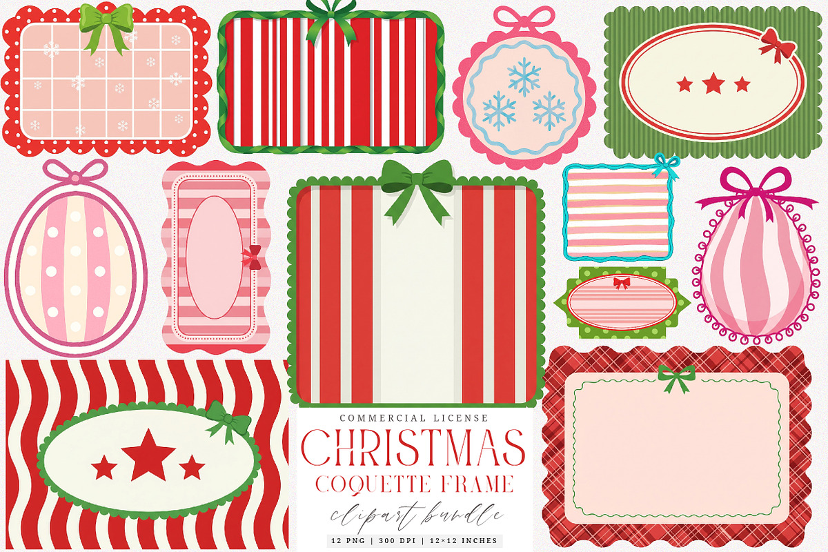 Christmas Coquette Frame Clipart PNG, an Illustration by SinaCreation (Photo 1 of 7)