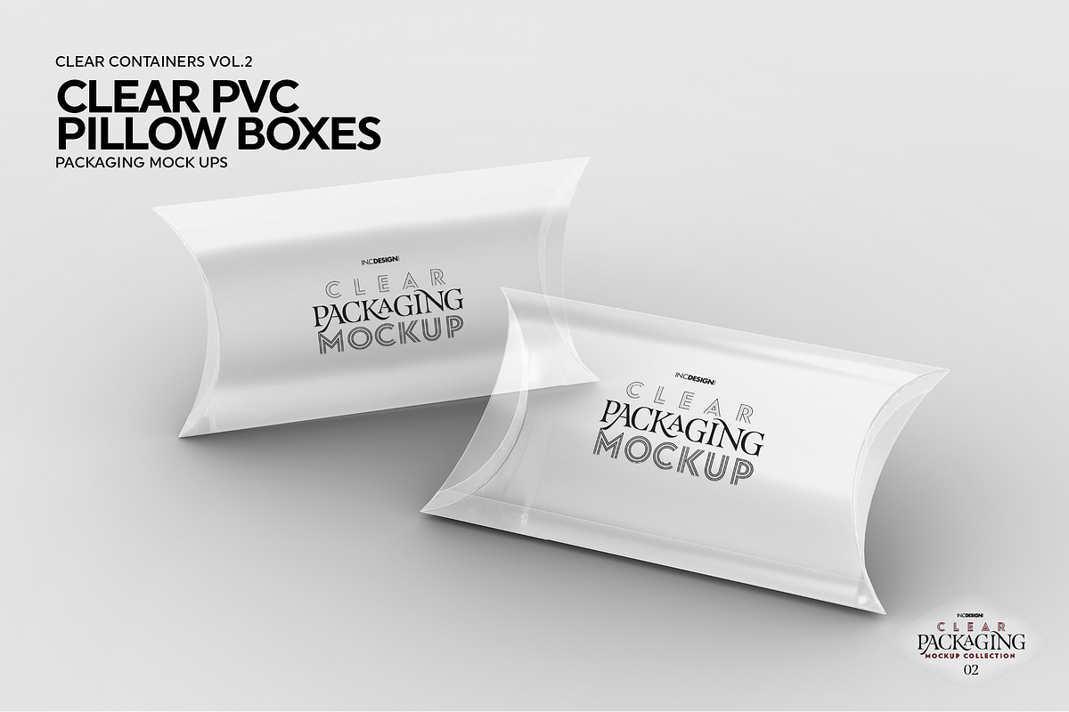 Clear Pillow Boxes Packaging Mockup, a Packaging Mockup by INCDesign (Photo 6 of 7)
