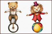 Watercolor Vintage Circus Party Anim, an Illustration by Sublimation Artist (Thumbnail 3 of 6)