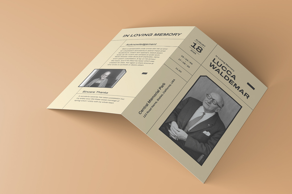 Geometric Line Funeral Program, a Brochure Template by Neermana (Photo 3 of 4)