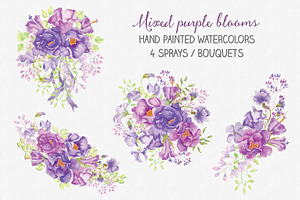 Mixed purple flower floral sprays, a Work Illustration by fashionaddict