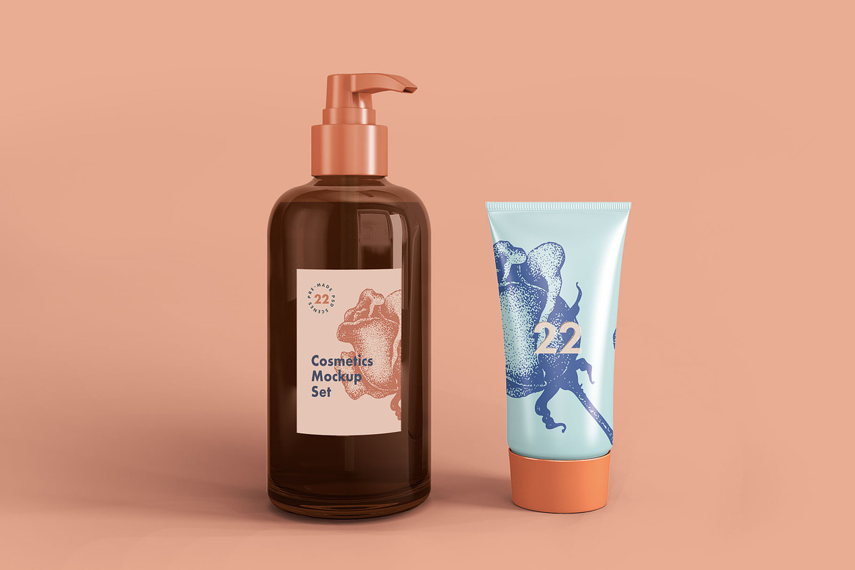 Cosmetics mock-up set 22 psd files, a Packaging Mockup by GraphicWave (Photo 2 of 8)