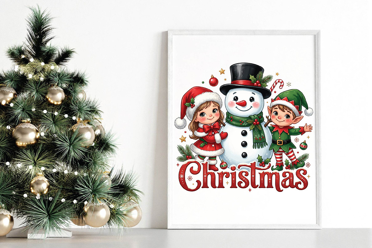 Christmas Snowman Elf PNG Design, a Seasonal Illustration by DreamPrint404 (Photo 5 of 6)