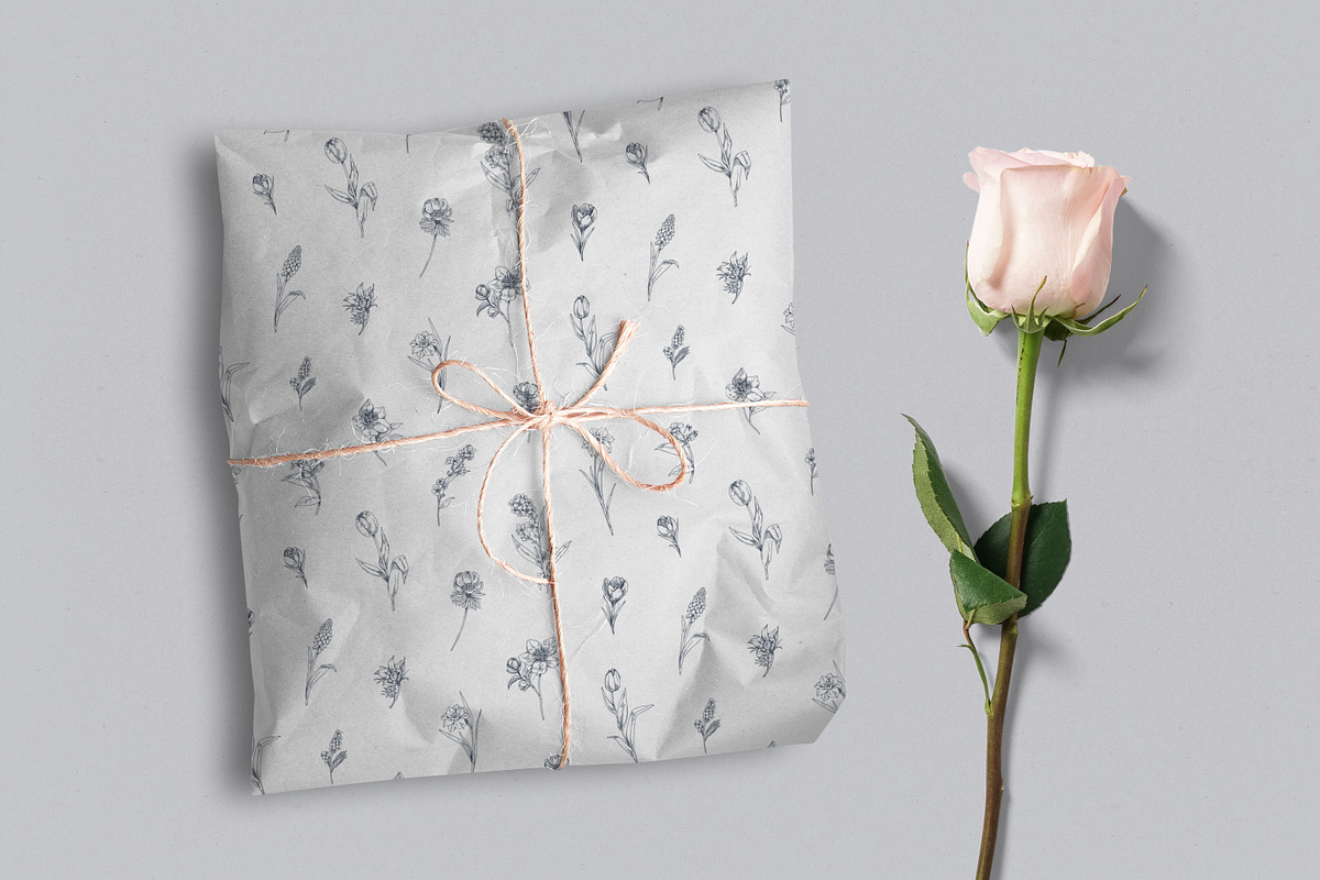 Engraved flowers seamless patterns, a Pattern Graphic by Good Studio (Photo 5 of 6)