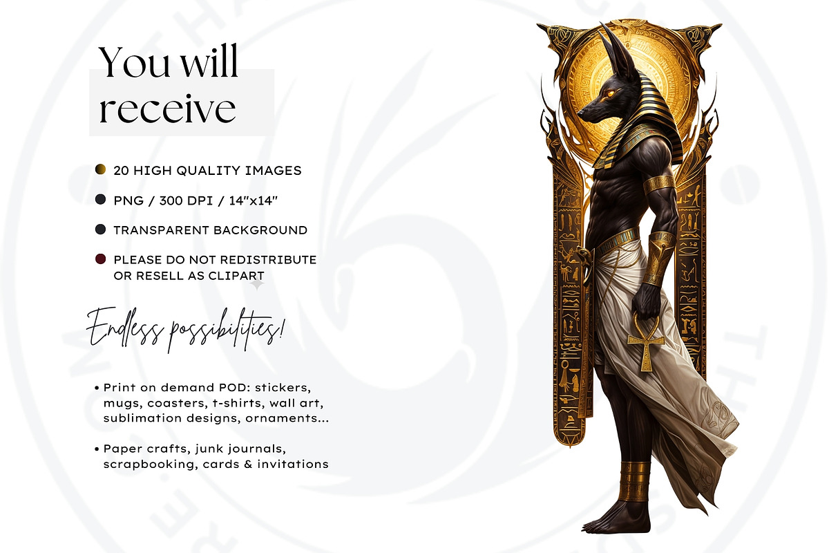 Egyptian God Anubis clipart Set, an Education Illustration by ThatsDesignArt (Photo 2 of 10)