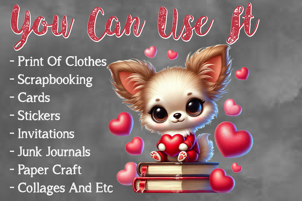 Valentine Cute Puppies Clipart, a Seasonal Illustration by Craft Nest (Photo 5 of 5)