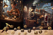 SteamPunk Christmas bundle 300 DPI, a Seasonal Illustration by Floraphoria (Thumbnail 9 of 15)