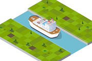 Isometric port cargo ship, a Transportation Illustration by AlexZeL (Thumbnail 8 of 9)