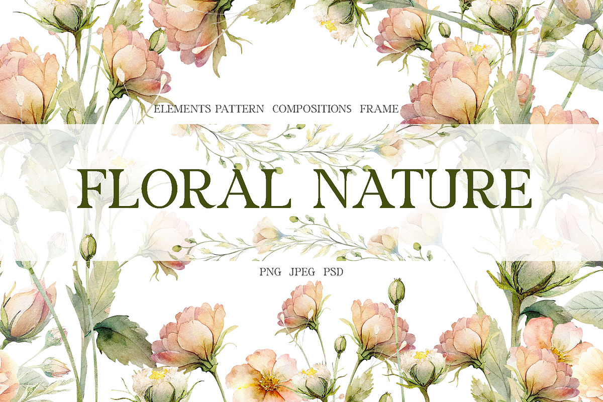 Spring Floral Nature Watercolor Set, a Decorative Illustration by NatalieArtsDenysenko (Photo 1 of 11)