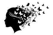 Woman Butterfly Hair Silhouette, an Object 3D Model by yasushie (Thumbnail 13 of 31)