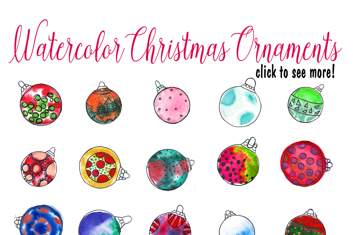 Watercolor Christmas Ornaments, an Illustration by Sinziana Romanescu (Photo 2 of 4)