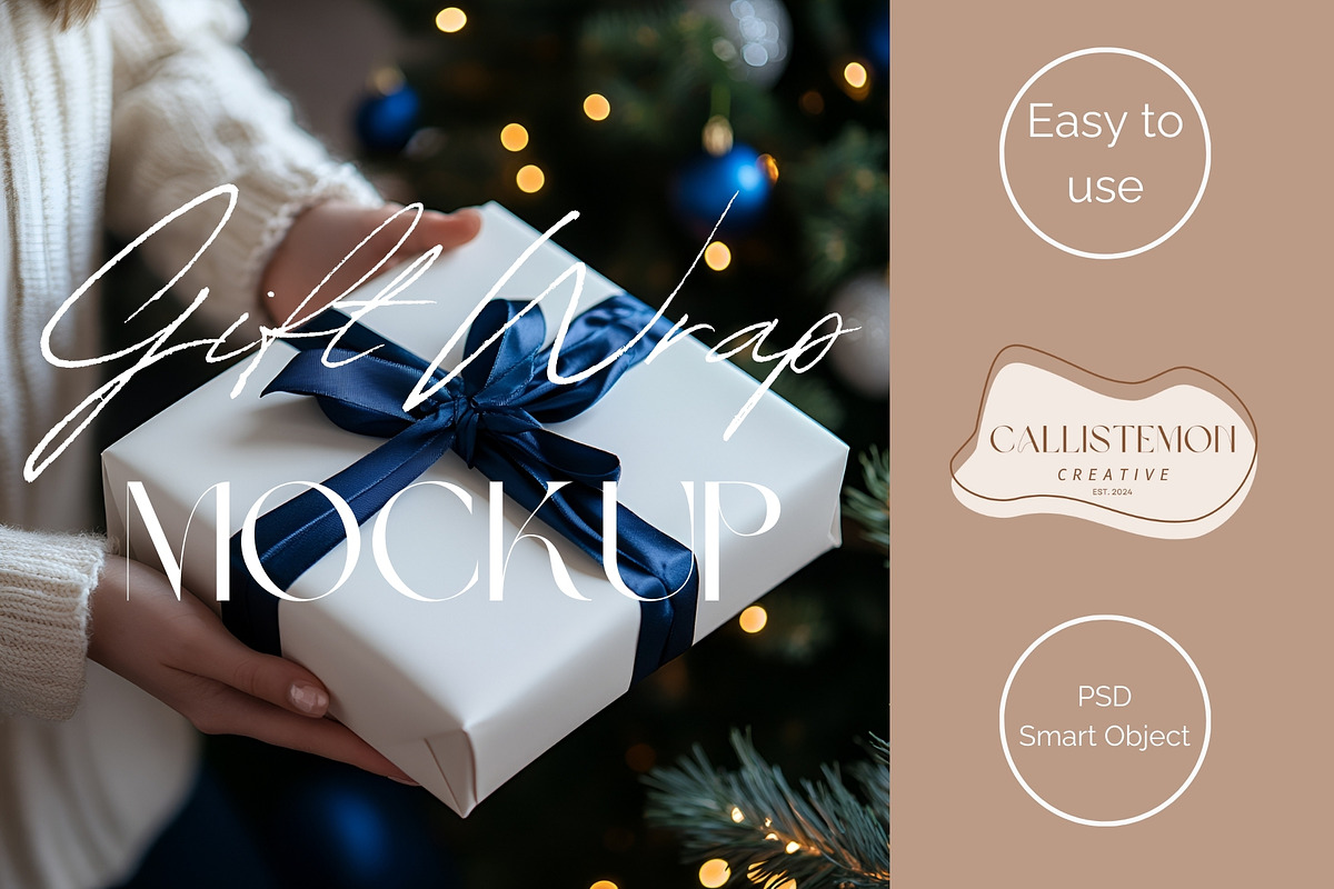 Gift Wrap Mockup w. Hands WR004-01, a Books & Magazine Mockup by Callistemon Creative (Photo 1 of 8)