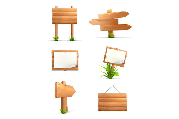 Wooden Signs Signboard Vector Icons
