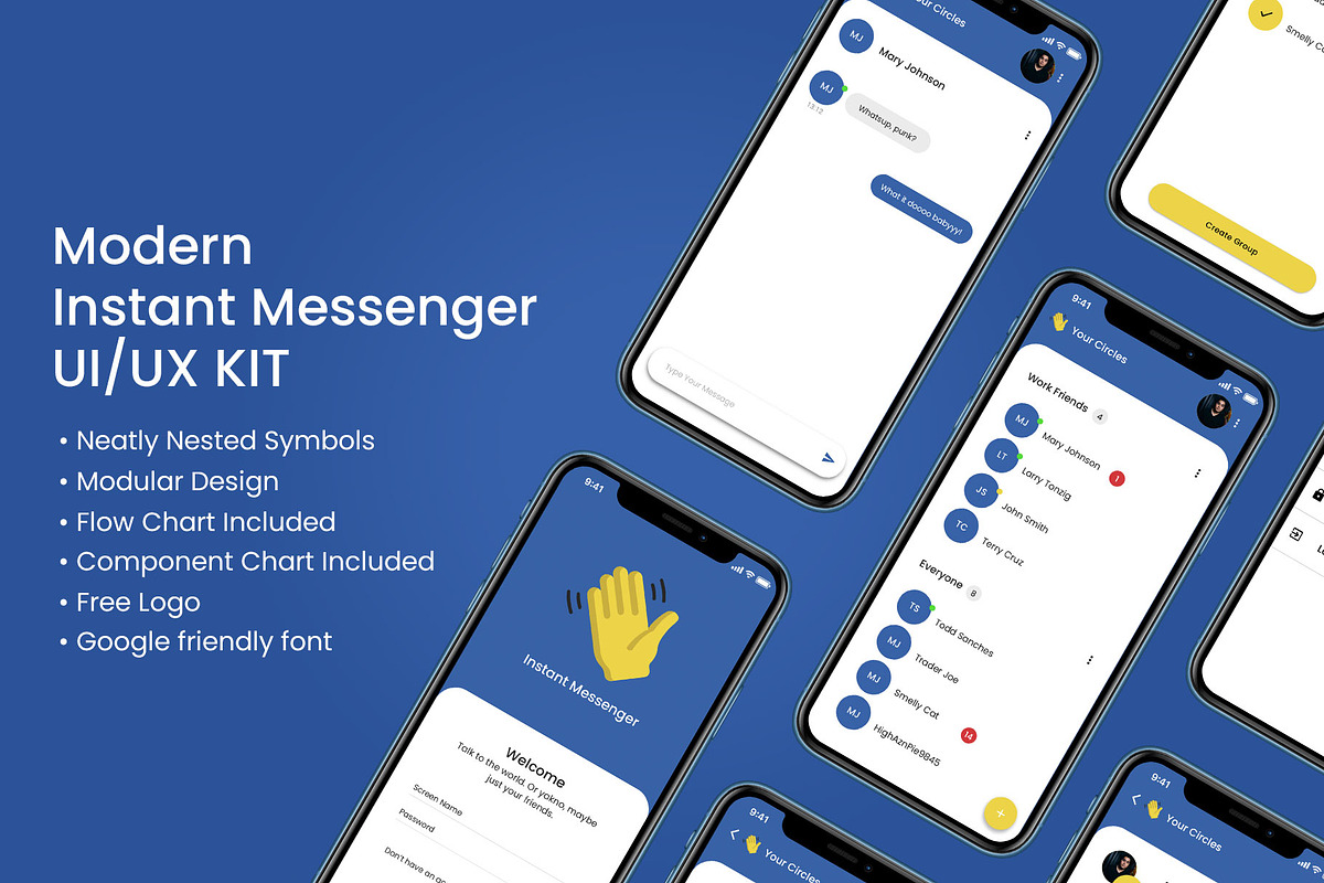 Wave - Instant Messaging/Chat UI Kit, an UI Kit Template by Eleven12 (Photo 1 of 2)