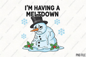 Funny Melting Snowman PNG Christmas, an Illustration by CraftArtStudio