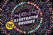 Confetti Party Illustrator Brushes, a Brush Add-On by MarkieAnn Creative (Thumbnail 1 of 7)