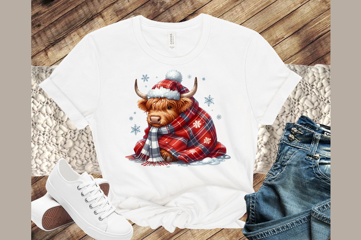 Winter Christmas Highland Cow PNG, an Illustration by Sublimation Artist (Photo 7 of 9)