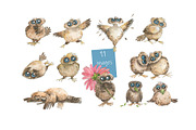 Сute owls. Seamless patterns., a Pattern Graphic by Novikova Lida (Thumbnail 2 of 9)