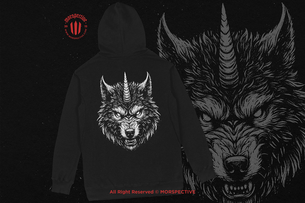 10 Bundle Dark Art Wolf Horn Scary, an Illustration by Morspective (Photo 4 of 7)