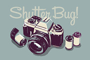 Vintage 35mm film camera, an Illustration by Serifs & Whiskey (Thumbnail 1 of 3)