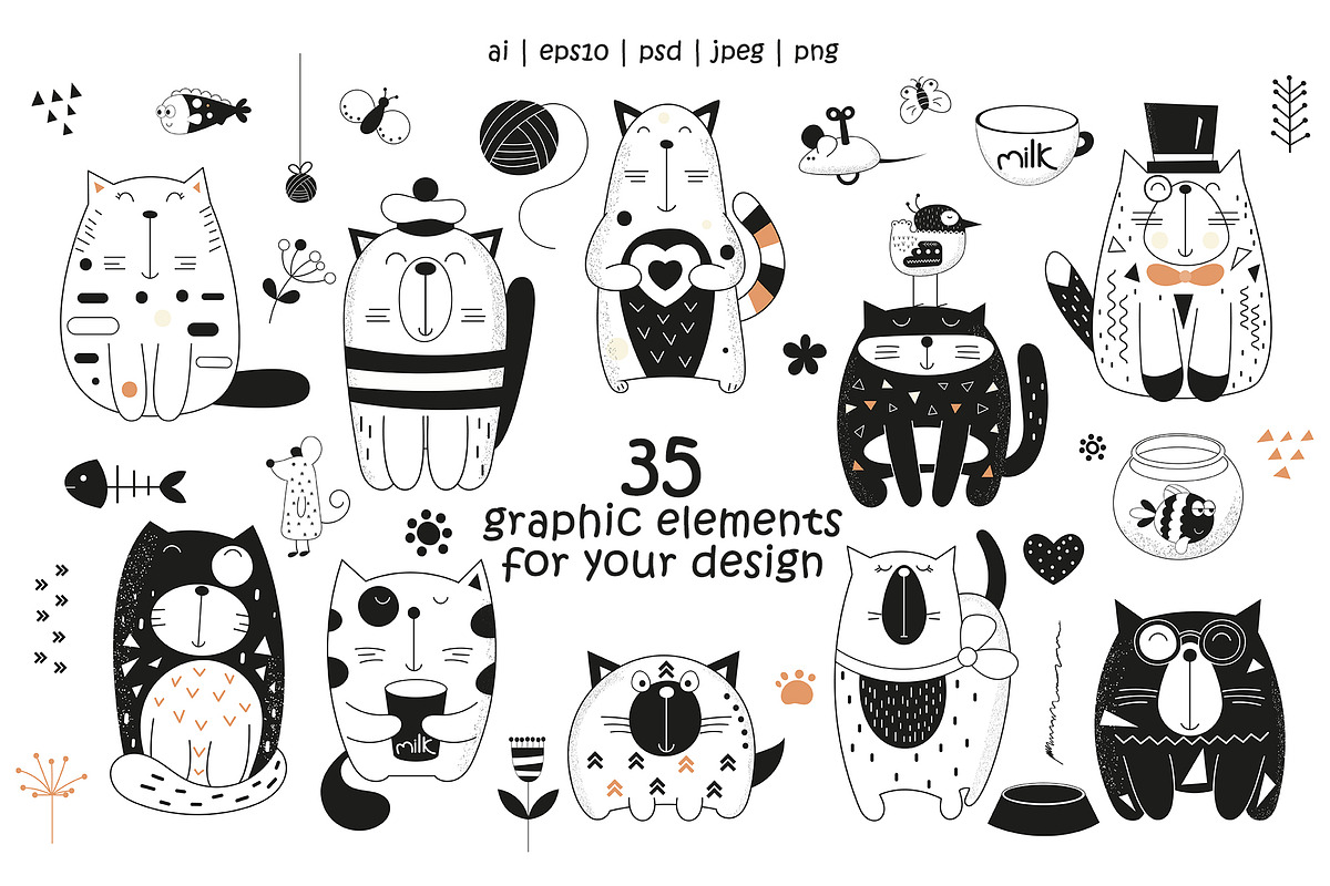 Nursery Art Big fish. Cats set, an Animal Illustration by Nursery Art (Photo 2 of 8)