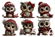 Whimsical Christmas Owl Clipart, an Animal Illustration by Creative Art (Thumbnail 5 of 6)