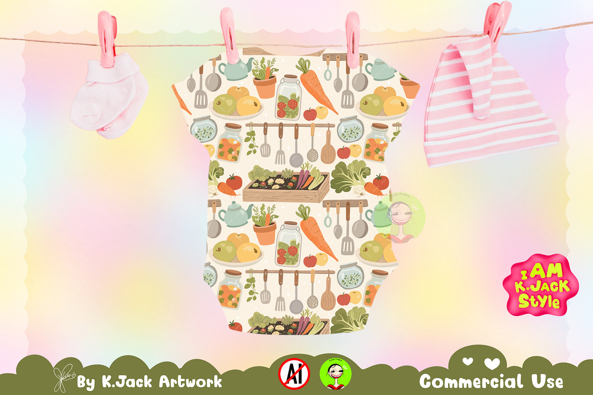 Vintage Garden Pantry Seamless, a Background Graphic by K.JackArtwork (Photo 5 of 8)
