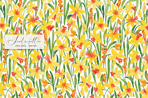 Daffodils Seamless Pattern