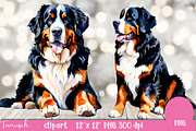 watercolor bernese mountain clipart, an Animal Illustration by TanuschArts (Thumbnail 4 of 4)