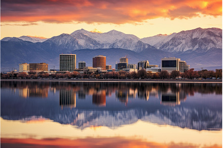 Salt lake reflection sky. Generate, a Nature Photo by Ylivdesign