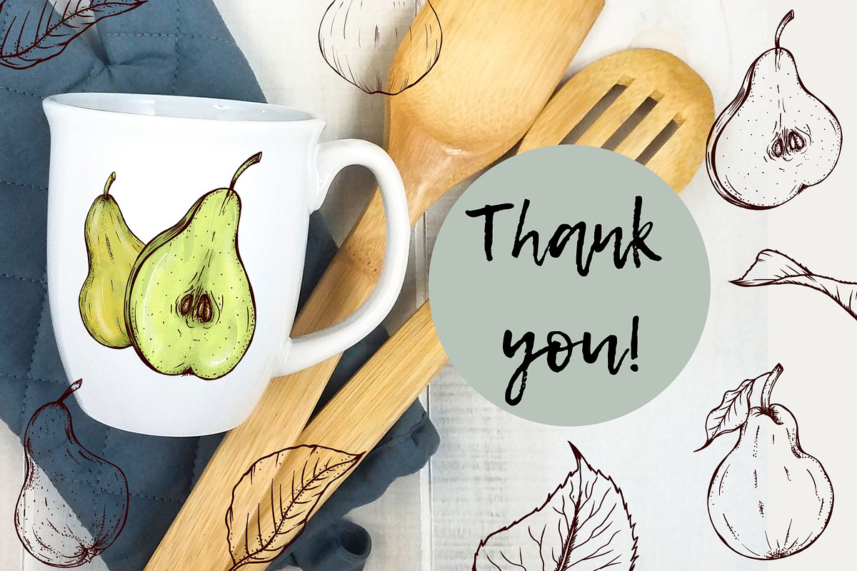 Juicy pears set clipart, a Food Illustration by Mrs.Swan_Design (Photo 6 of 7)