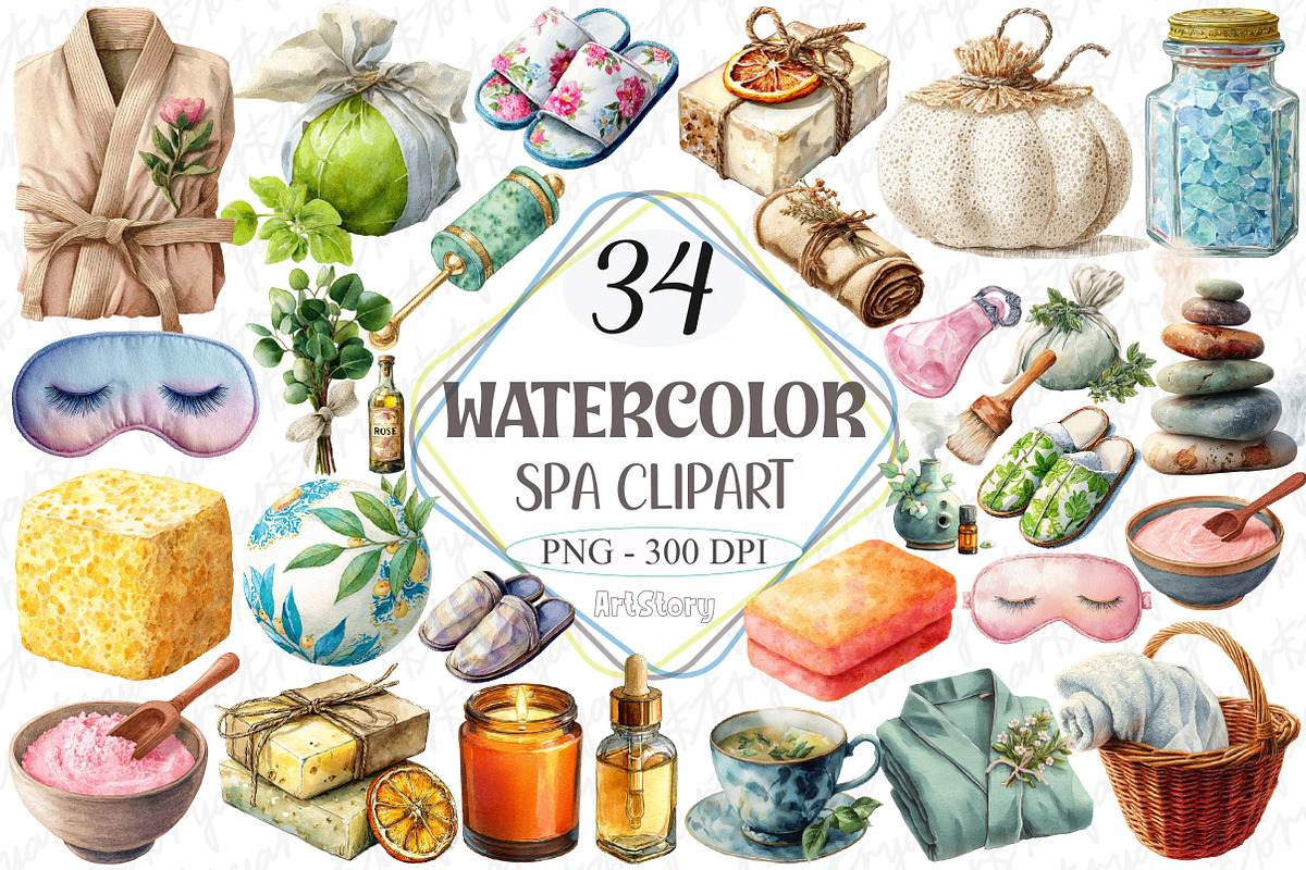 Watercolor Spa Clipart, a Graphic by designcity5 (Photo 1 of 5)