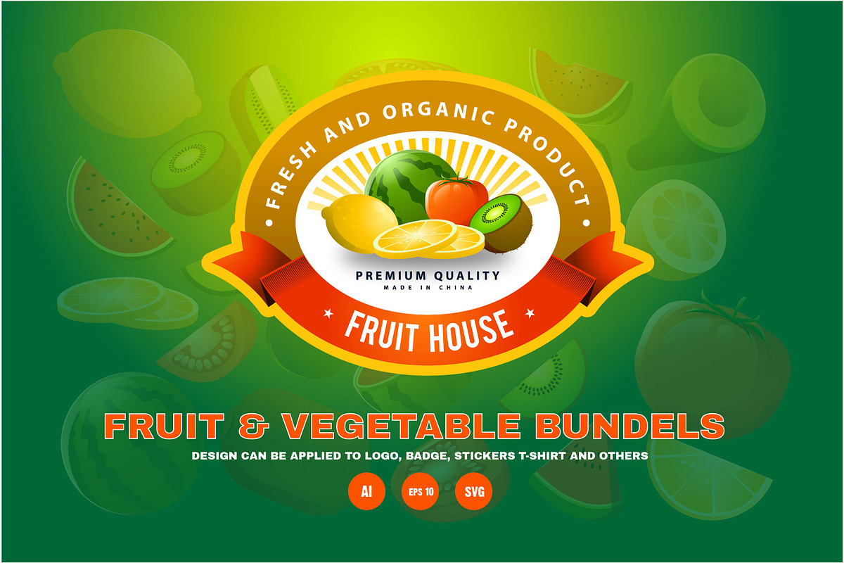 FRUIT & VEGETABLE BUNDEL LOGO BADGE, a Branding & Logo Template by grindstudio (Photo 1 of 11)