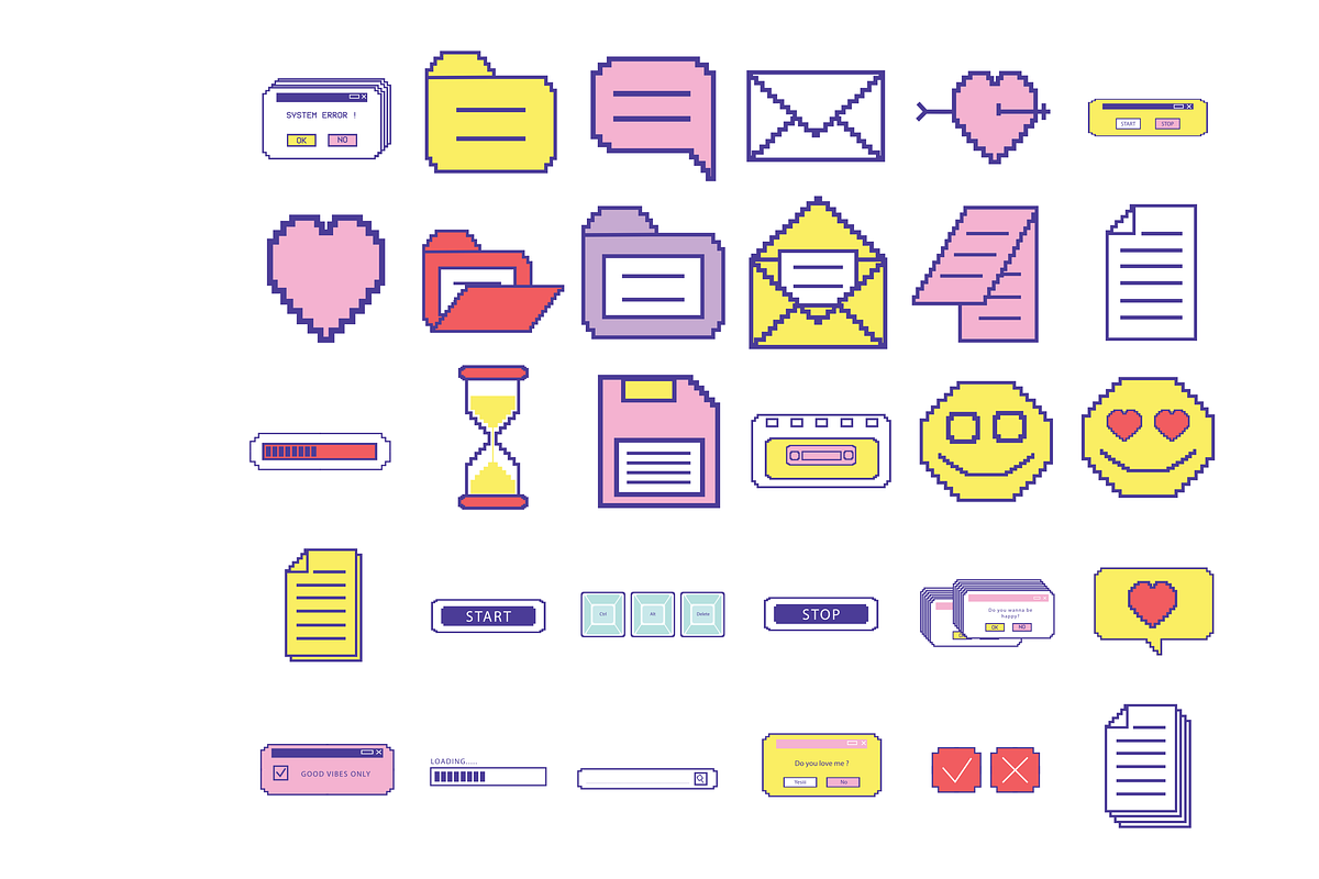 pixel interface vector collection, an Object Graphic by nikagraphic