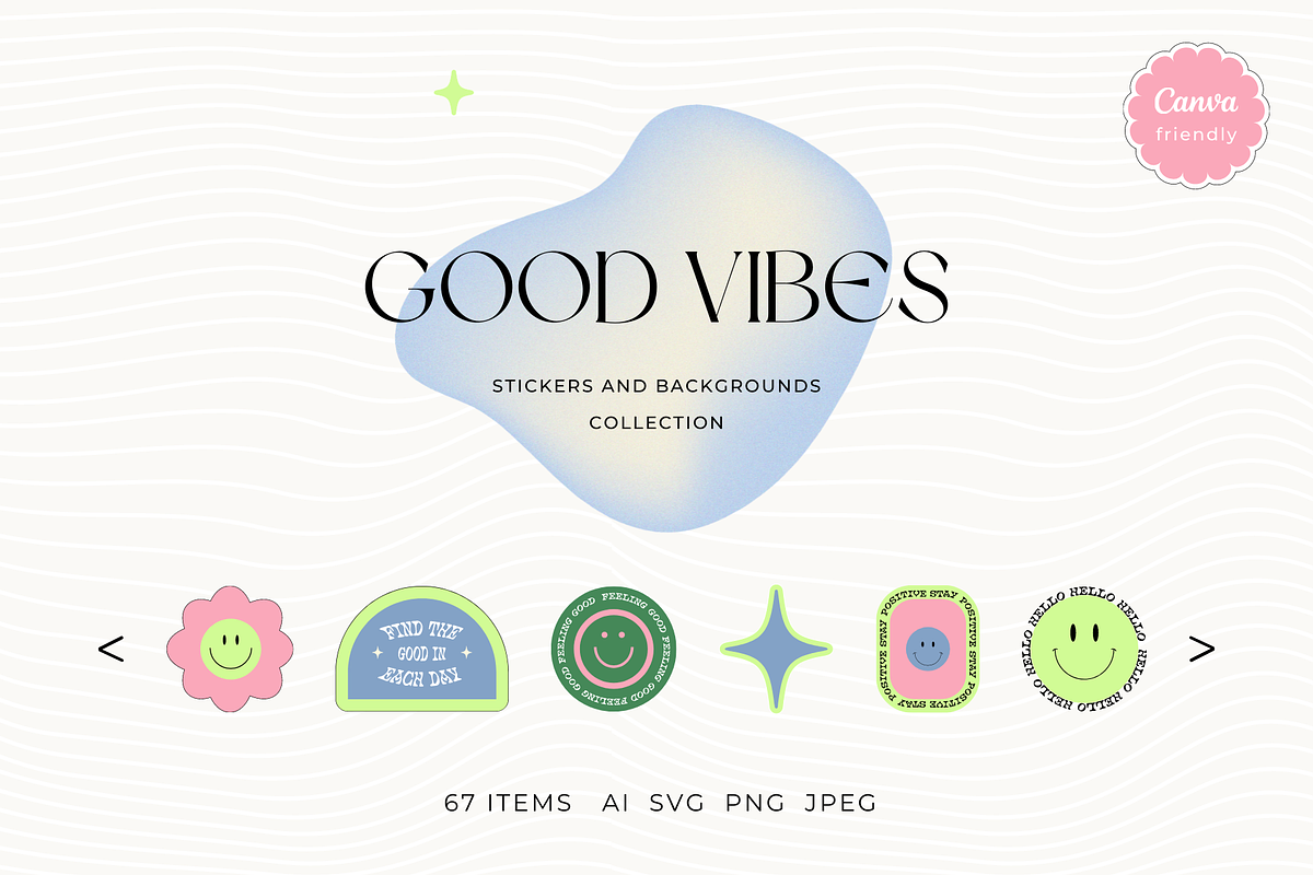 Good vibes Stickers Collection, an Object Graphic by Alina Karpenko (Photo 1 of 9)
