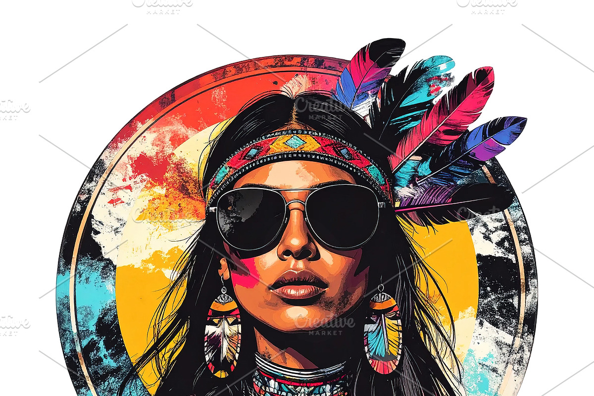 Portrait of a Native American woman, a Person Illustration by yod67