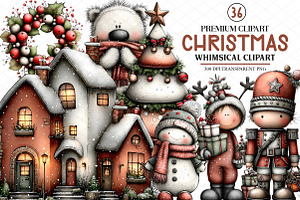 Whimsical Christmas Clipart, an Illustration by cherrydesign