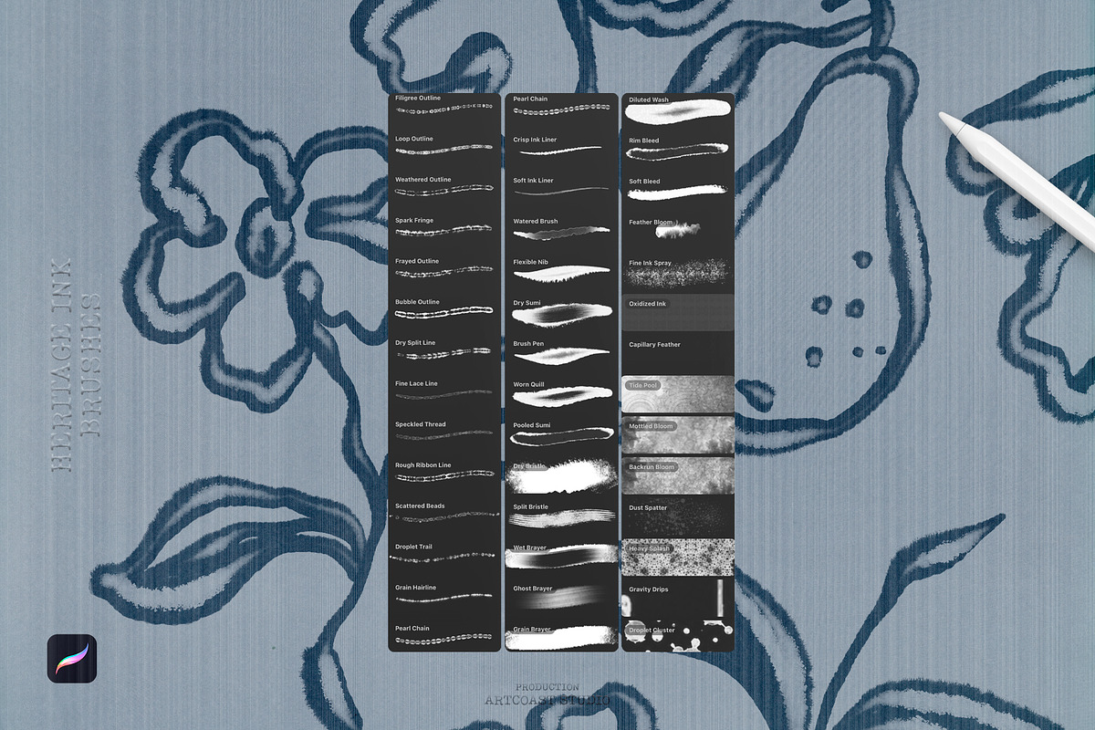 Heritage Ink Procreate Brushes, a Brush Add-On by Spasibenko Art (Photo 3 of 5)