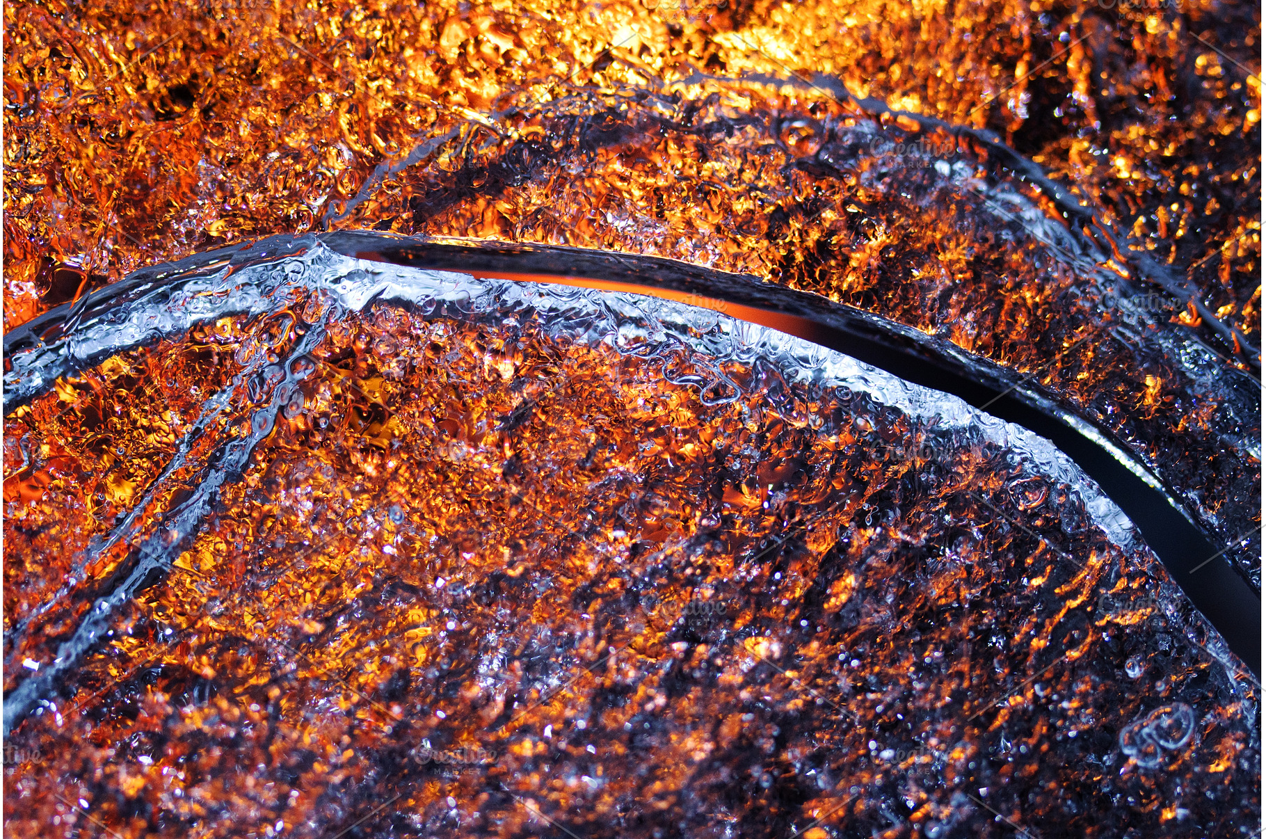 Macro ice texture with warm orange, an Abstract Photo by Pakosta