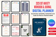 Digital 2025 CBT Anxiety Workbook, a Stationery Template by Designmela01 (Thumbnail 1 of 11)