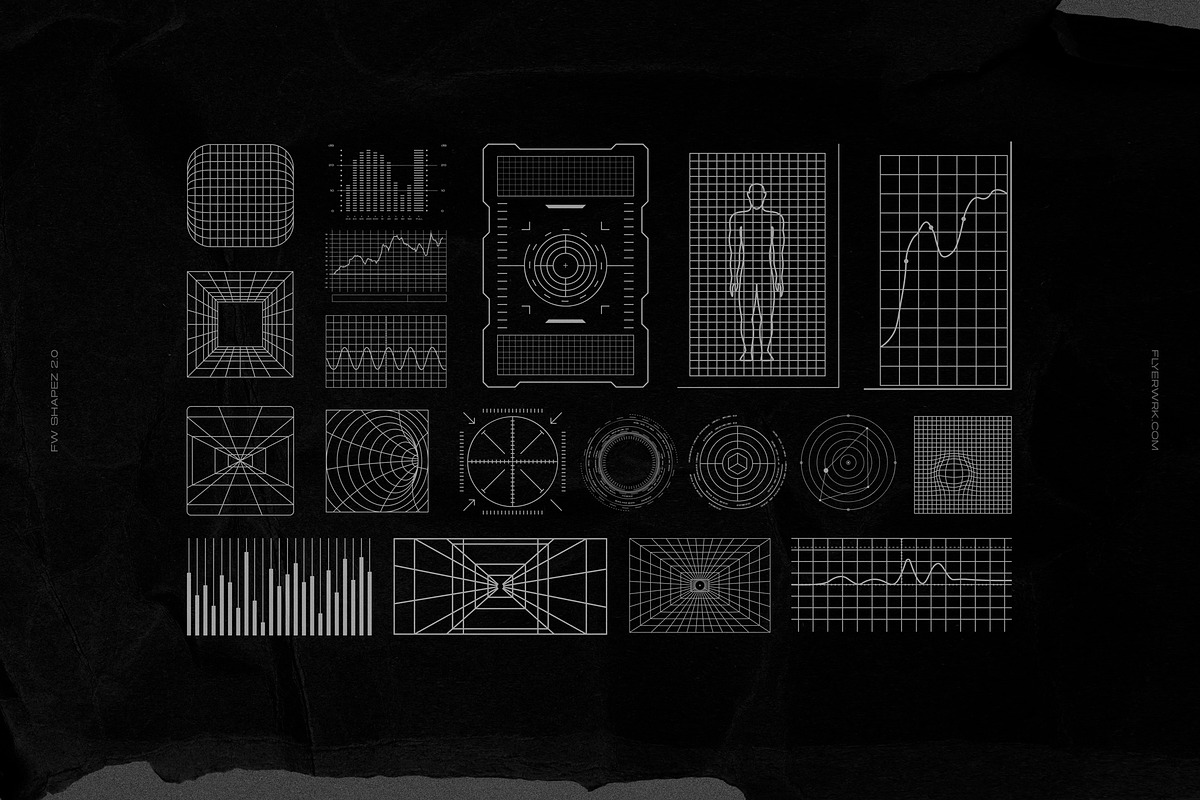 200 Retro Futuristic Shapes, an Object Graphic by FLYERWRK (Photo 5 of 13)
