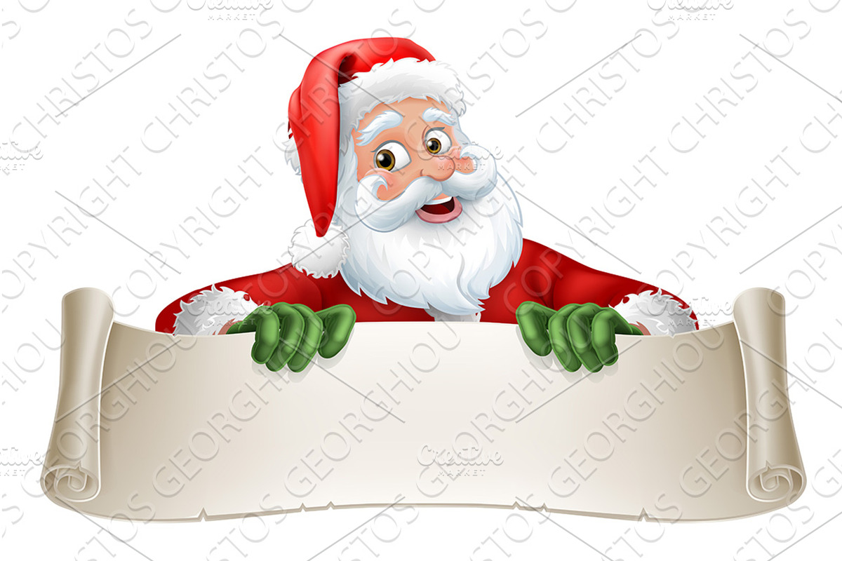 Santa Claus Father Christmas Scroll, an Illustration by Christos Georghiou