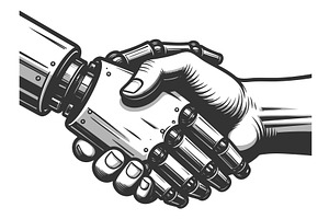 Human and Robot Handshake, a Technology Illustration by AlexArt